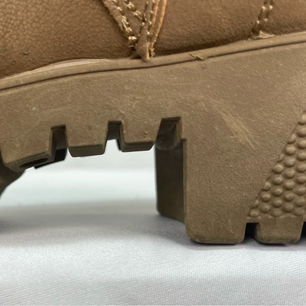 Rouge helium Light brown soft heeled lace up side zipper combat boots 7.5 - Picture 14 of 17